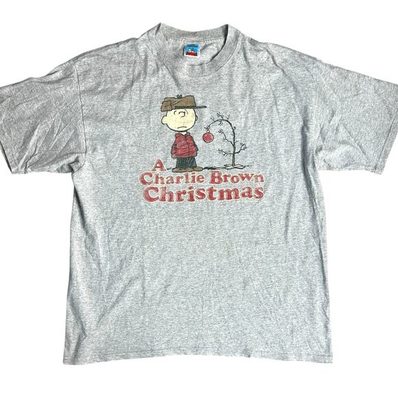 Peanuts Other - Vintage 90s Charlie Brown Christmas Gray Streetwear T-Shirt XL